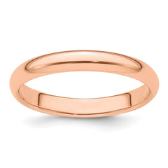14k Rose Gold 3mm Half Round Wedding Band Size 9.5