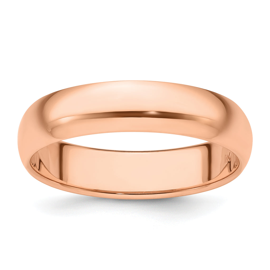 14K Rose Gold Half-Round Wedding Band 5mm