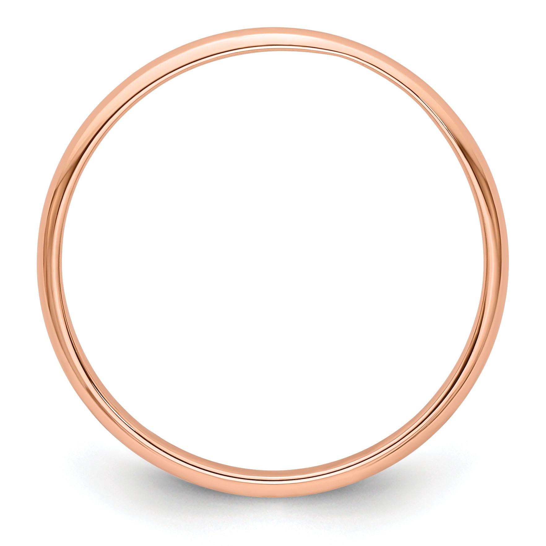 14k Rose Gold 2mm Lightweight Half Round Wedding Band Size 9.5