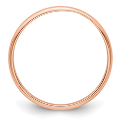 14k Rose Gold 2mm Lightweight Half Round Wedding Band Size 9.5