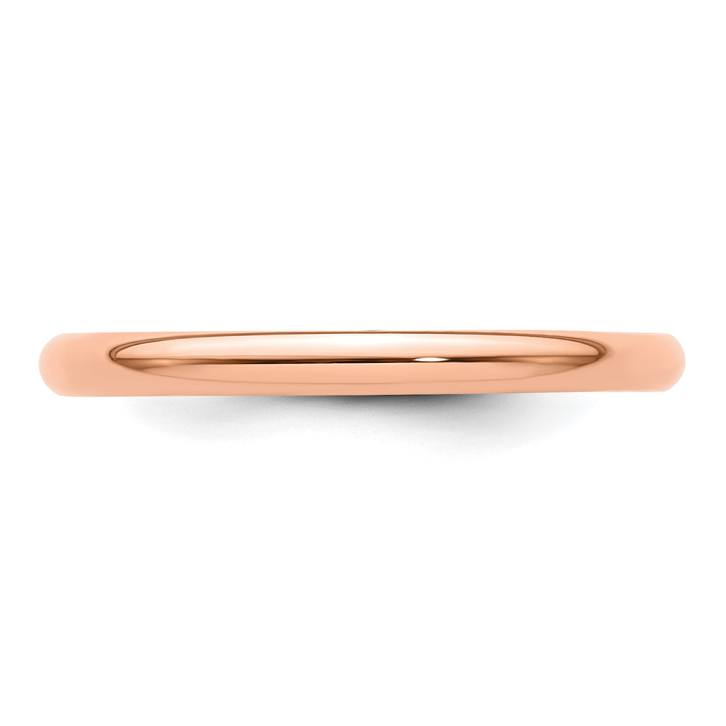 14K Rose Gold Half-Round Wedding Band 2mm