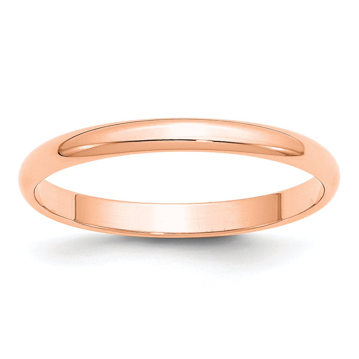 14k Rose Gold 2.5mm LTW Half Round Band Size 9.5