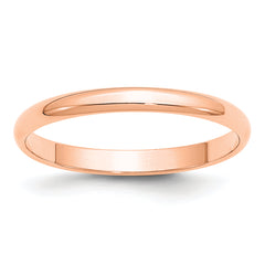 14k Rose Gold 2.5mm LTW Half Round Band Size 9.5