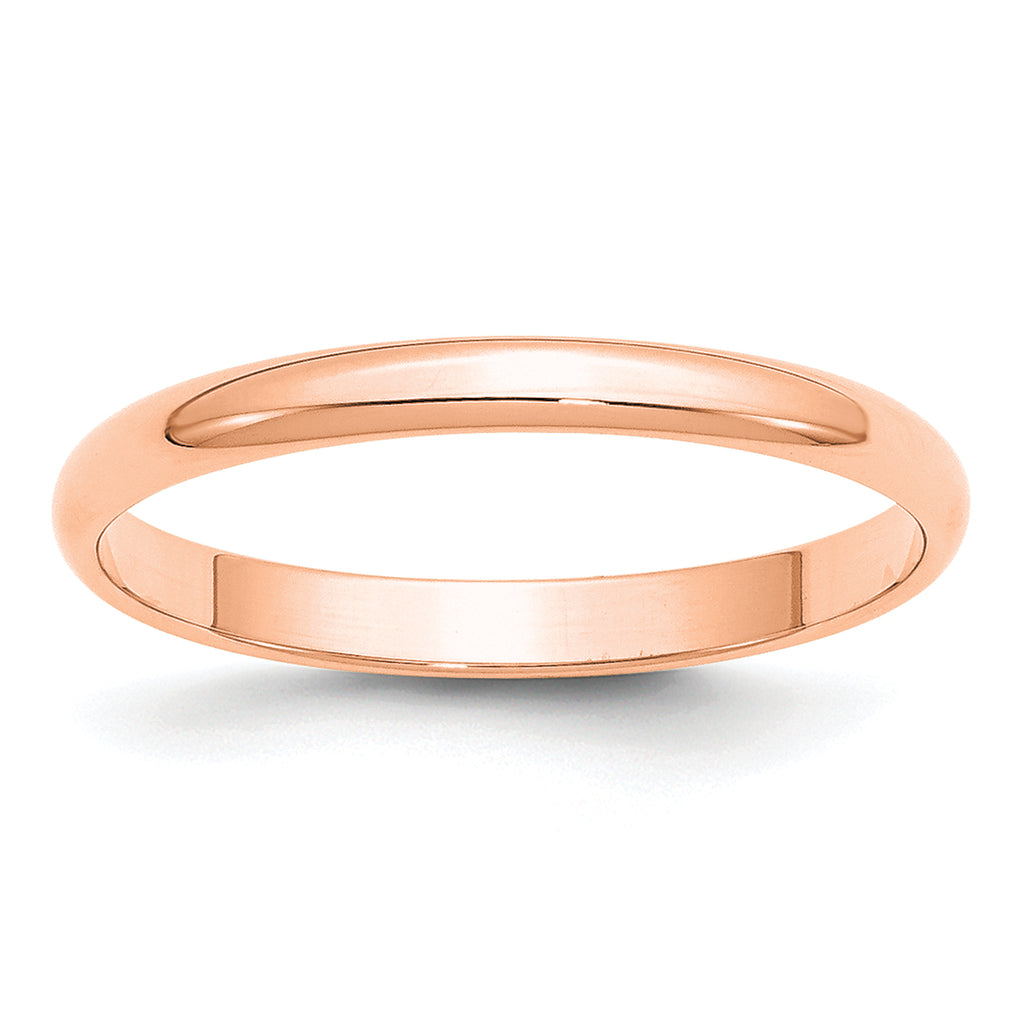 14k Rose Gold 2.5mm Lightweight Half Round Band