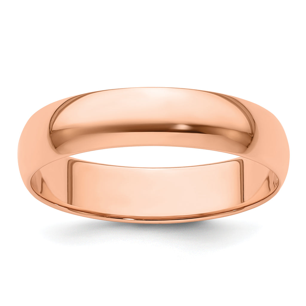 14k Rose Gold 5mm Lightweight Half Round Wedding Band