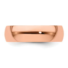 14k Rose Gold 6mm Lightweight Half Round Wedding Band Size 14