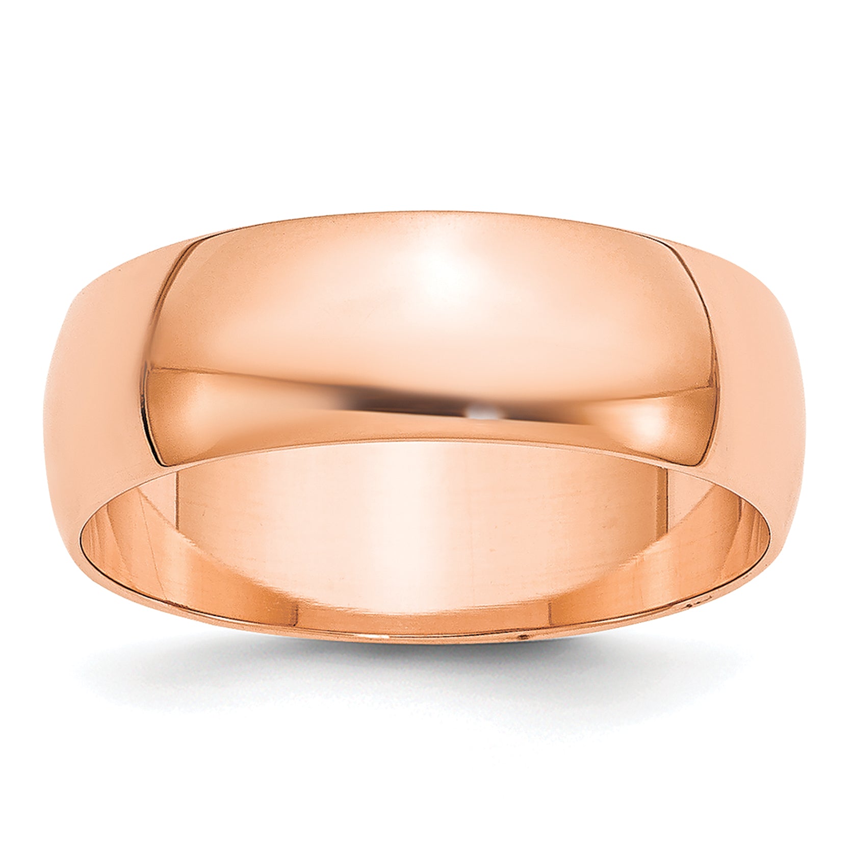 14k Rose Gold 6mm Lightweight Half Round Wedding Band Size 14