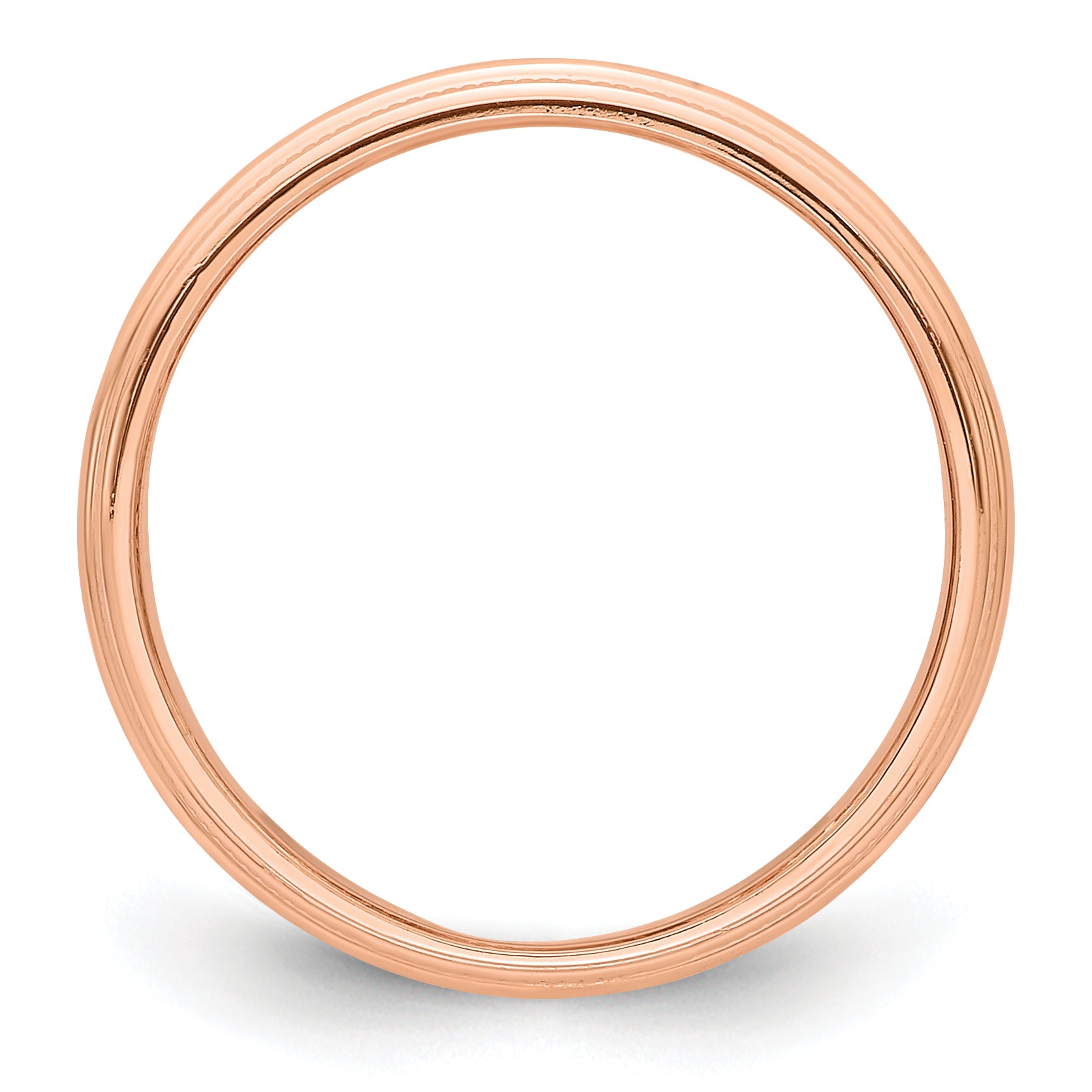 14k Rose Gold 3mm Milgrain Half Round Wedding Band Size 14