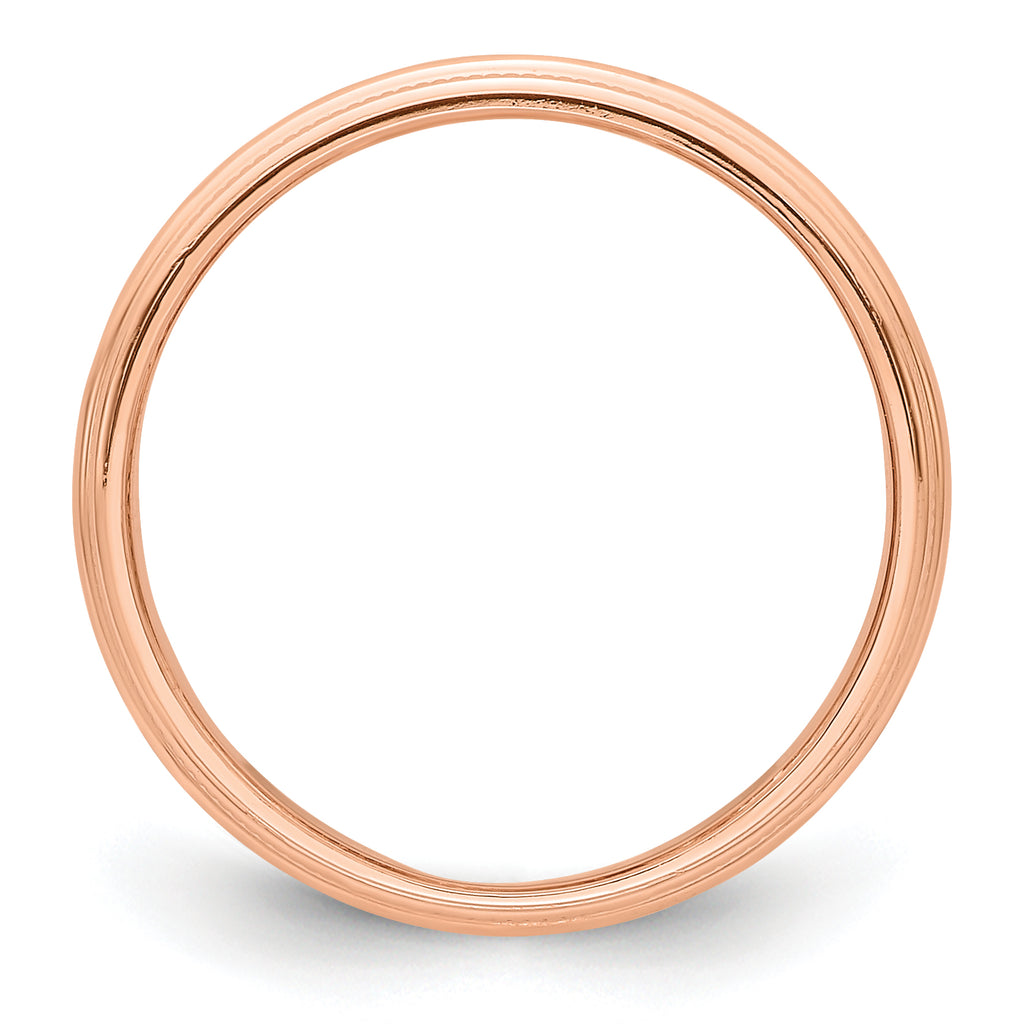 14k Rose Gold 3mm Milgrain Half-Round Wedding Band