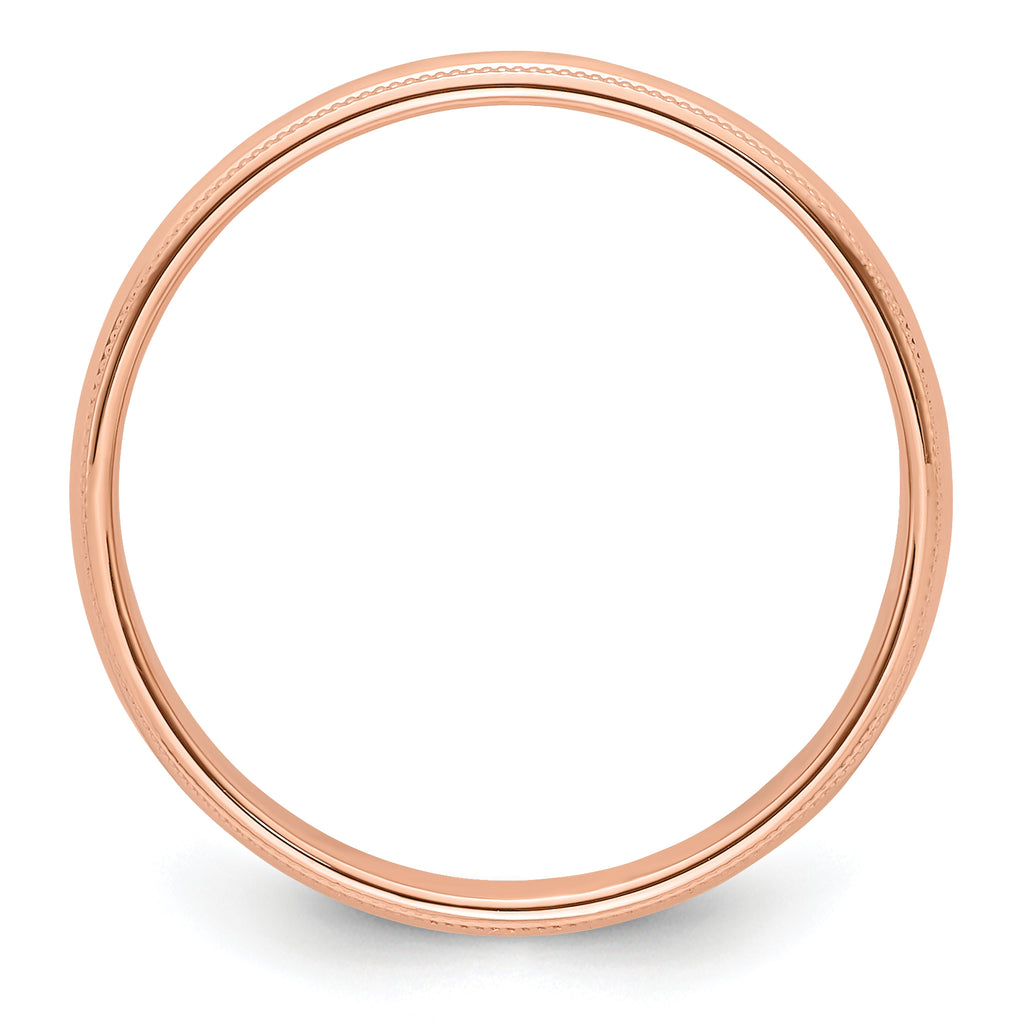 14k Rose Gold 4mm Milgrain Half-Round Wedding Band