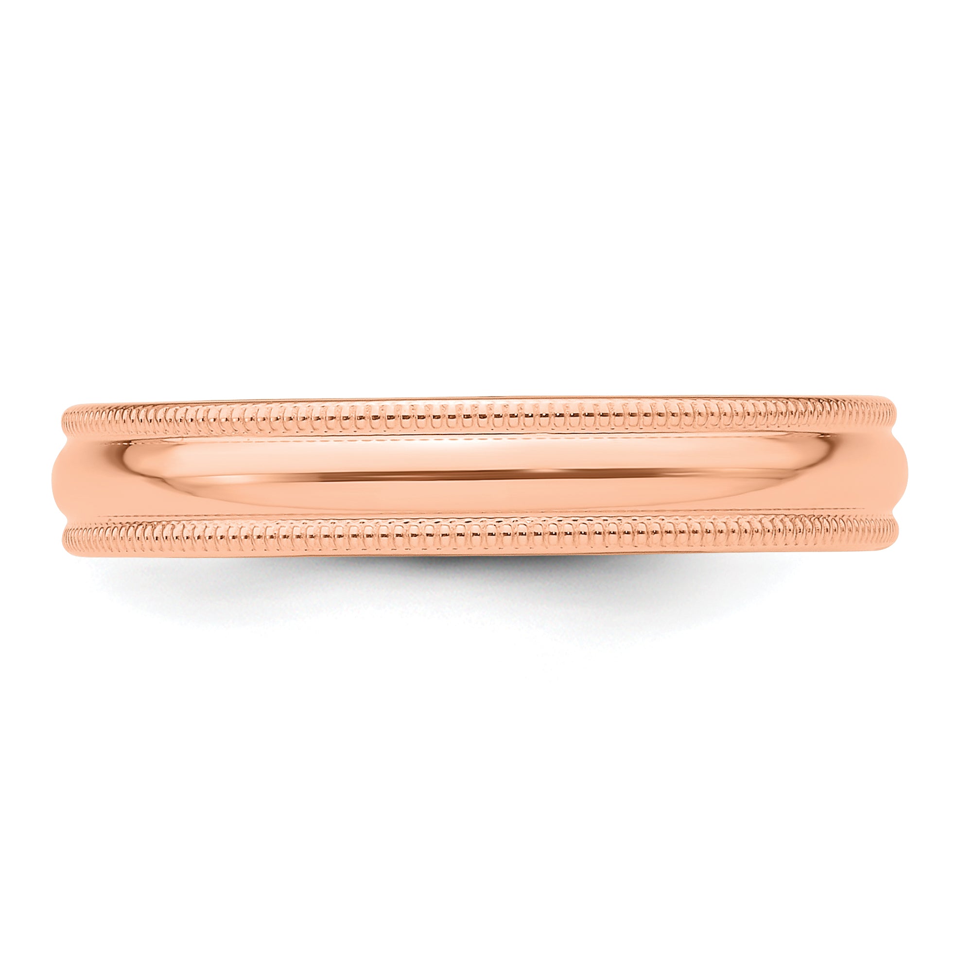 14k Rose Gold 4mm Milgrain Half Round Wedding Band Size 14