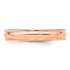 14k Rose Gold 4mm Milgrain Half Round Wedding Band Size 14