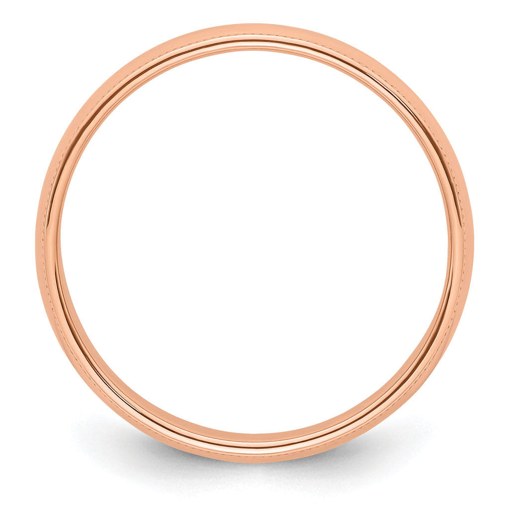 14k Rose Gold 5mm Milgrain Half-Round Wedding Band Size 9.5