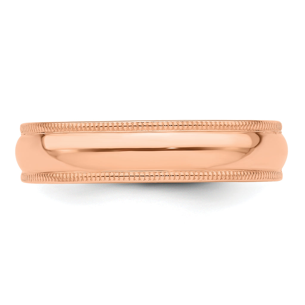 14k Rose Gold 5mm Milgrain Half-Round Wedding Band Size 9.5
