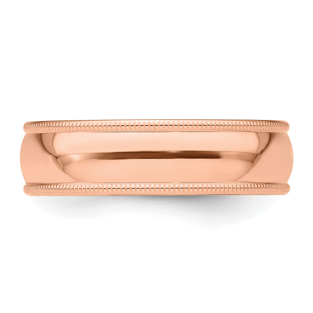 14k Rose Gold 6mm Milgrain Half-Round Wedding Band Size 9.5
