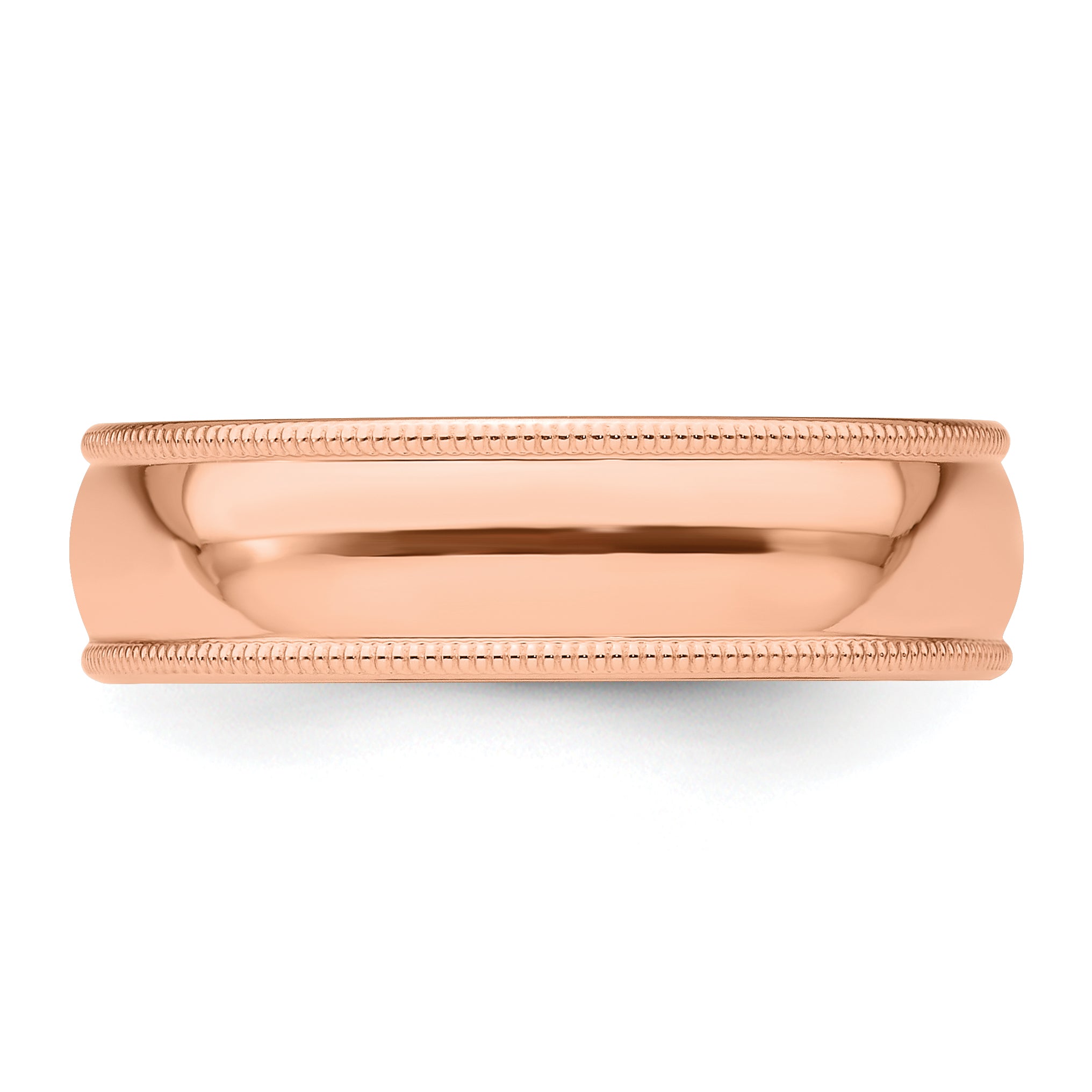 14k Rose Gold 6mm Milgrain Half-Round Wedding Band Size 9.5