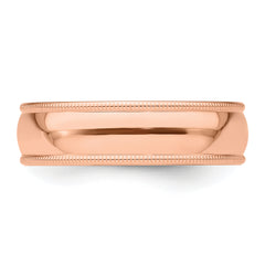 14k Rose Gold 6mm Milgrain Half-Round Wedding Band Size 9.5