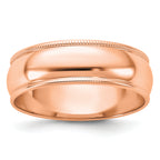 14k Rose Gold 6mm Milgrain Half-Round Wedding Band Size 9.5