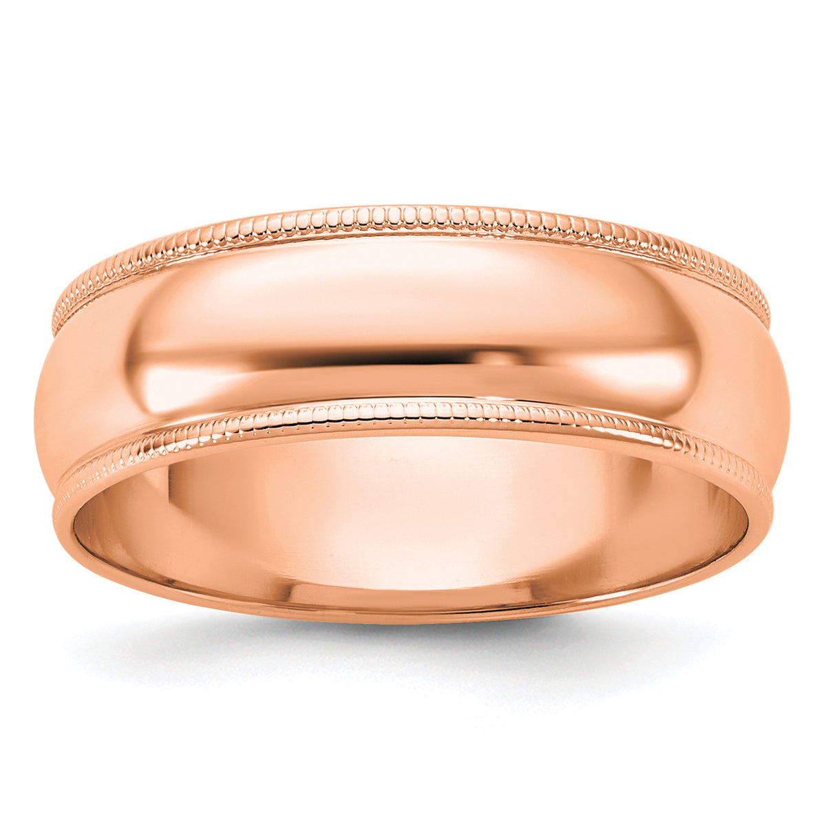 14k Rose Gold 6mm Milgrain Half-Round Wedding Band Size 9.5