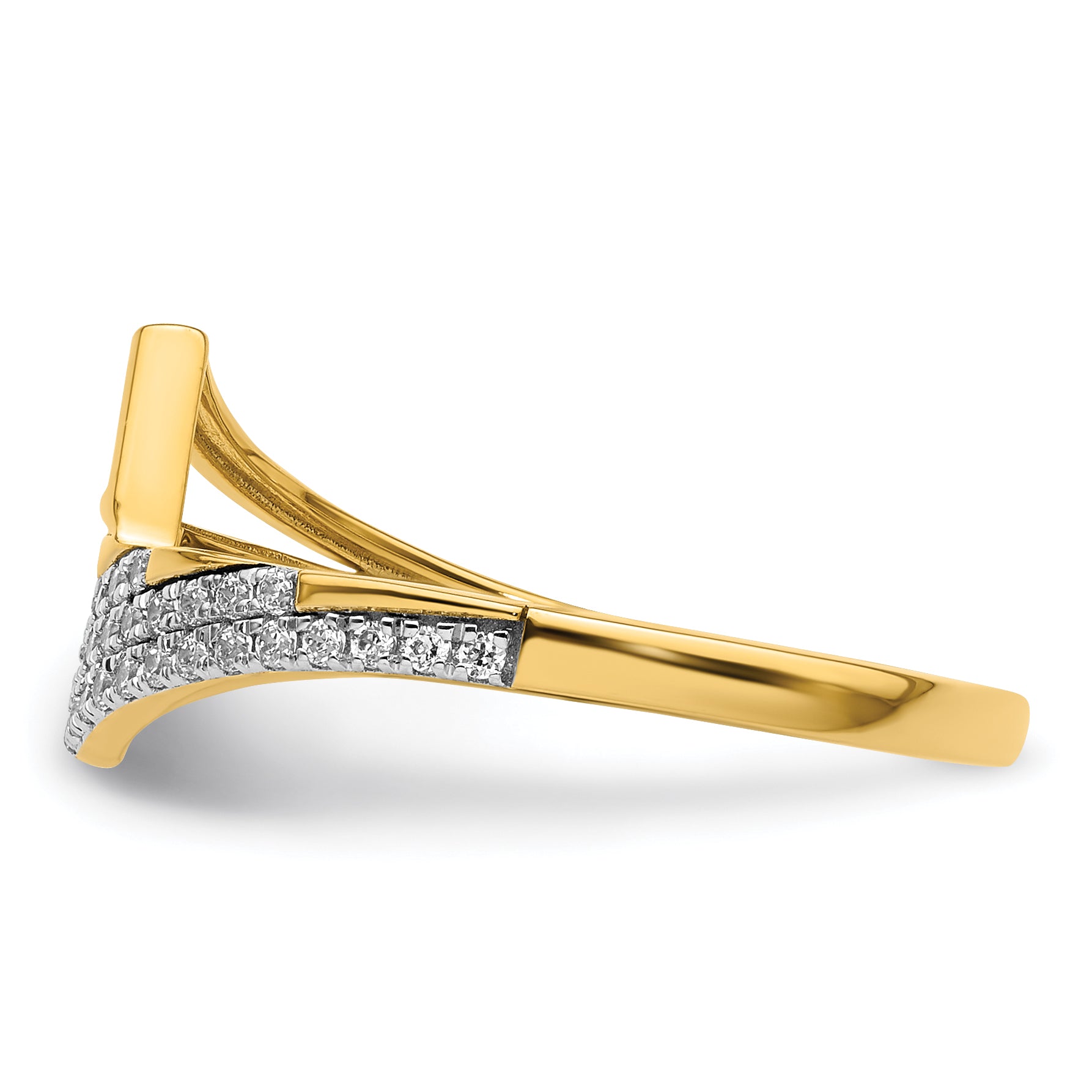 14K Polished Diamond Geometric Fashion Ring