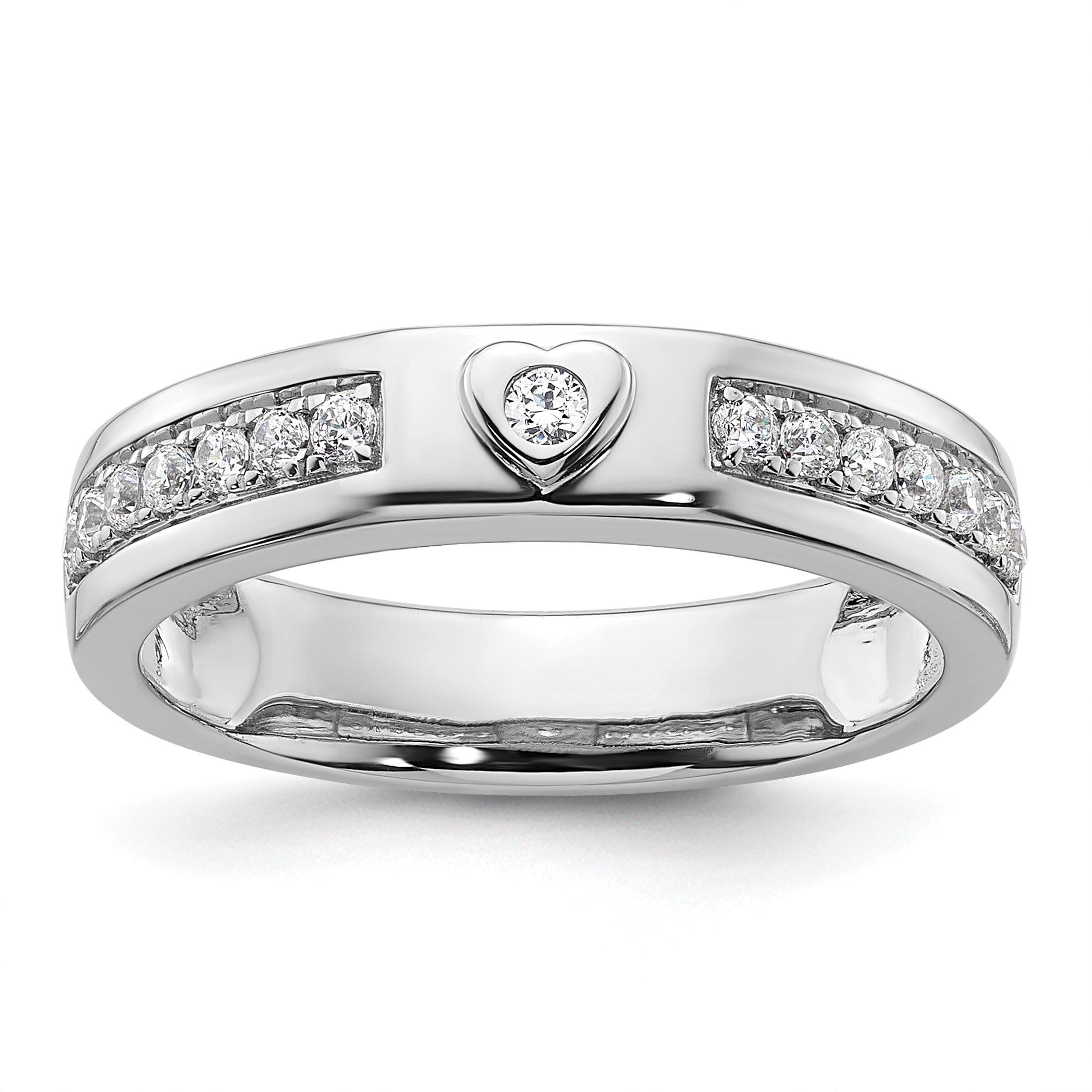 14k White Gold 1/3 carat Lab Grown Diamond VS/SI+ G+ Complete Men's Heart Band Main image