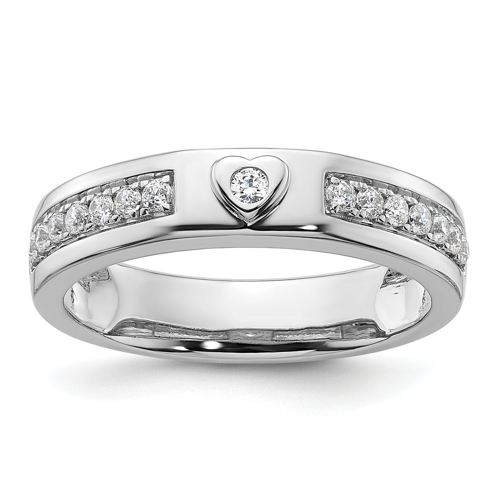 14k White Gold 1/3 carat Lab Grown Diamond VS/SI+ G+ Complete Men's Heart Band