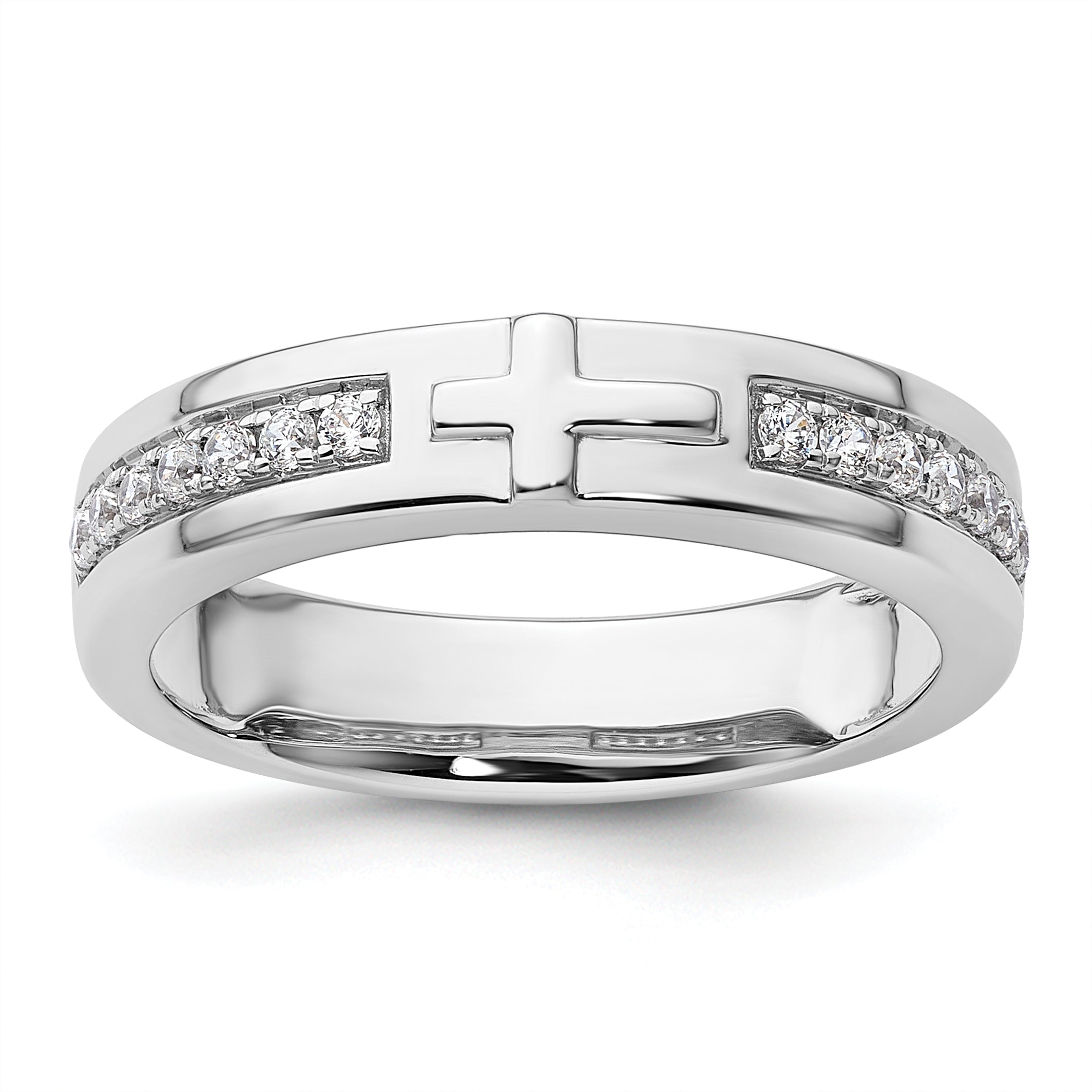 14k White Gold 1/4 carat Lab Grown Diamond VS/SI+ G+ Complete Men's Cross Band Main image