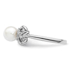 14K White Gold Polished Diamond and Pearl Fashion Ring