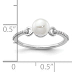 14K White Gold Polished Diamond and Pearl Fashion Ring