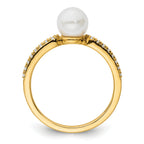 14K Polished Diamond and Pearl Fashion Ring
