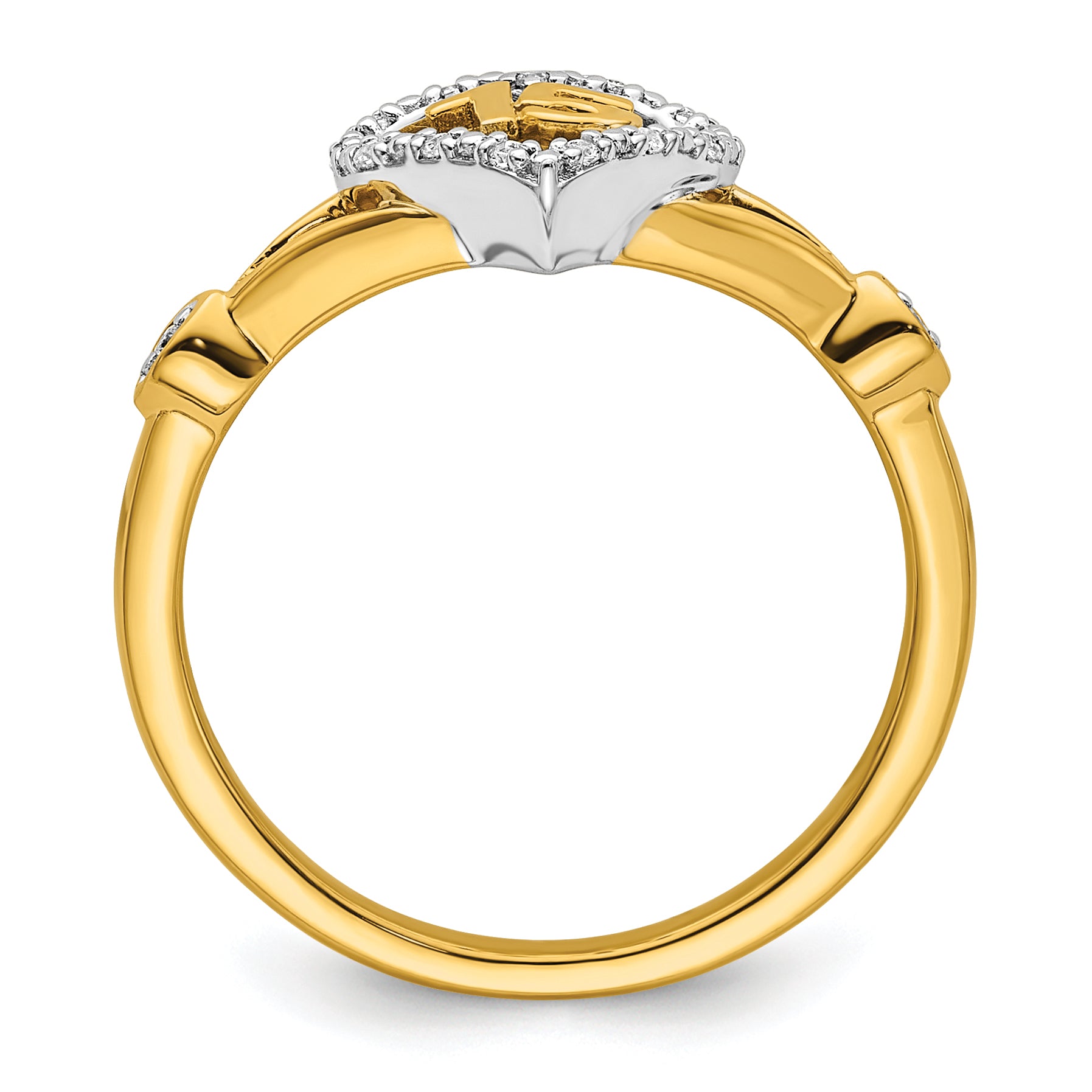 14K Two-tone Polished Diamond Quinceanera Heart/Crown Ring