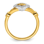 14K Two-tone Polished Diamond Quinceanera Heart/Crown Ring