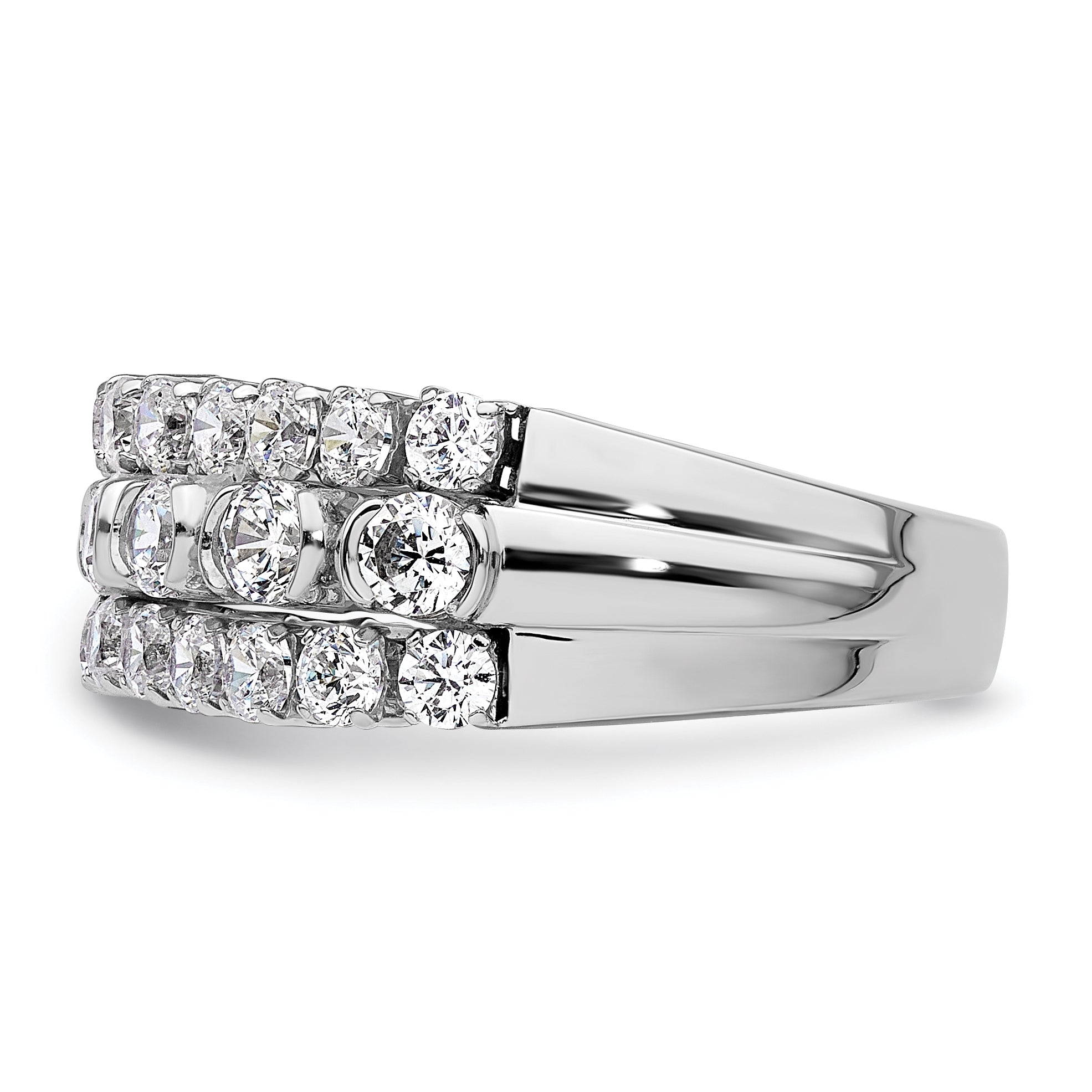 14K White Gold Lab Grown Diamond VS/SI+ G+ Moveable Triple Band