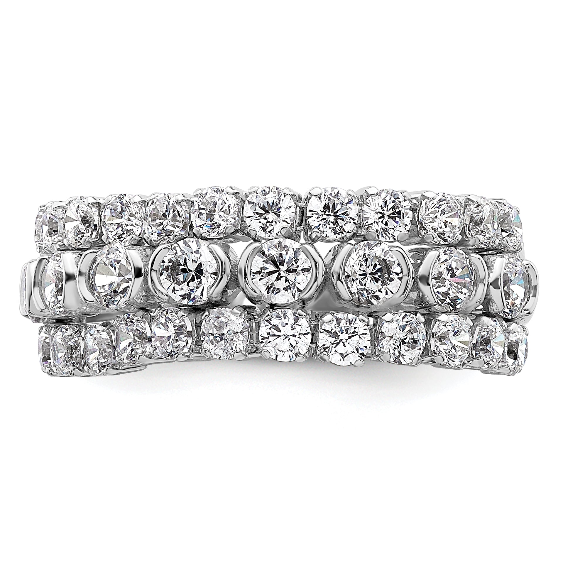 14K White Gold Lab Grown Diamond VS/SI+ G+ Moveable Triple Band