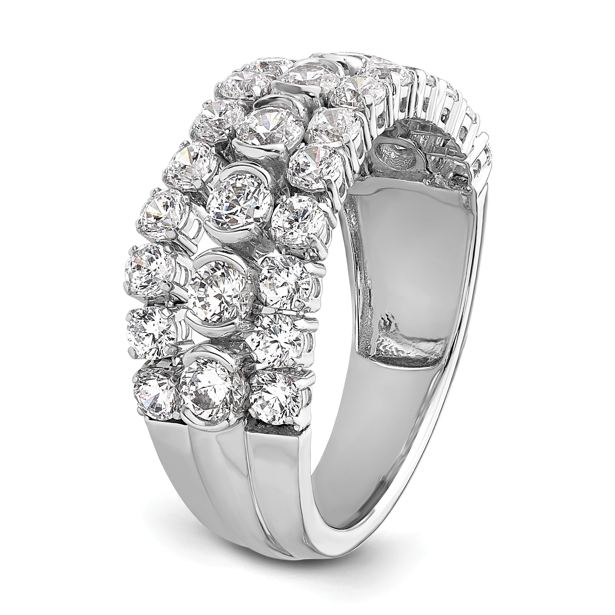 14K White Gold Lab Grown Diamond VS/SI+ G+ Moveable Triple Band
