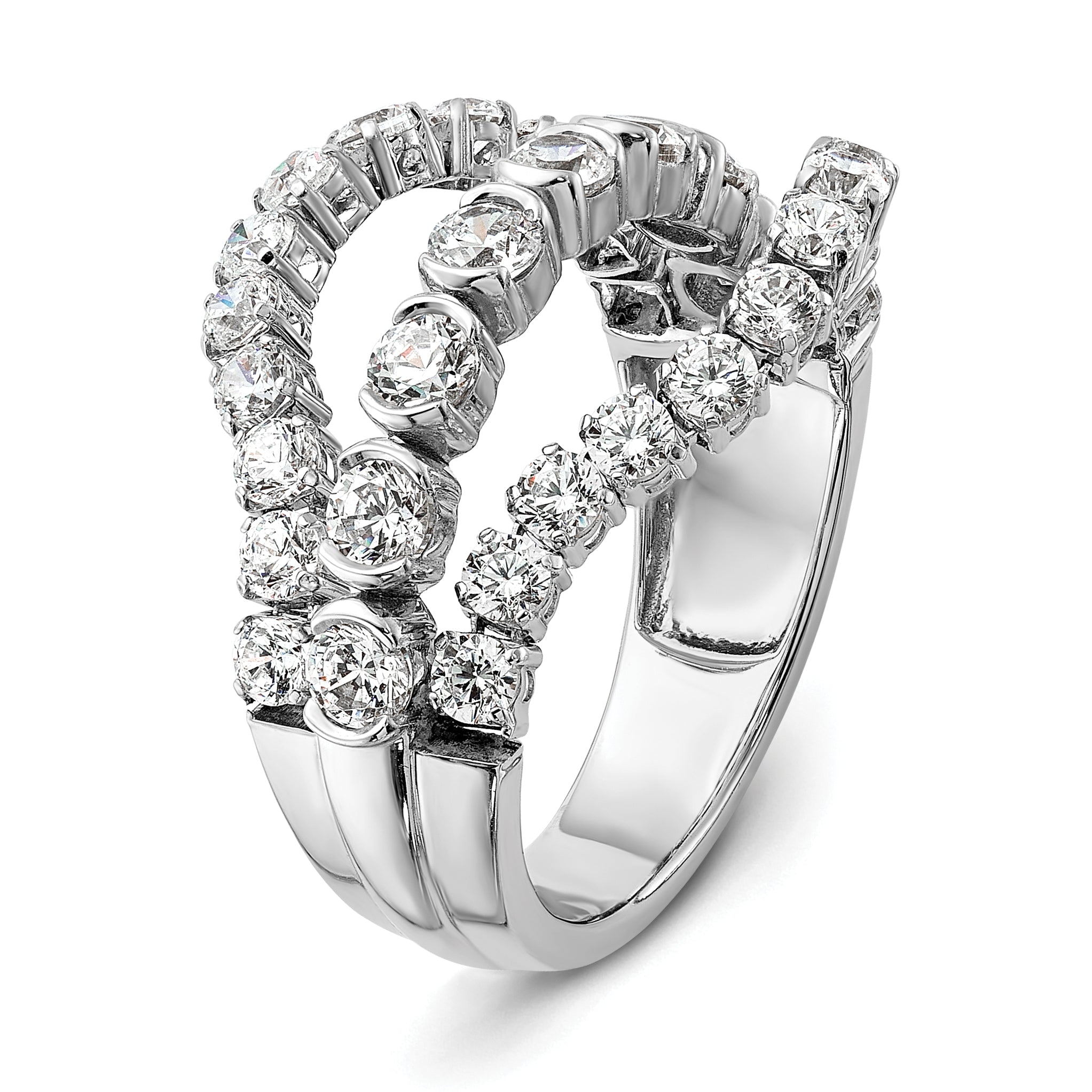 14K White Gold Lab Grown Diamond VS/SI+ G+ Moveable Triple Band