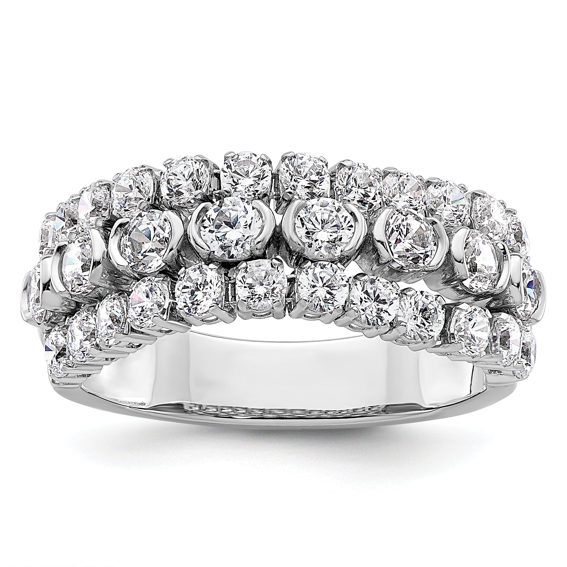 14K White Gold Lab Grown Diamond VS/SI+ G+ Moveable Triple Band