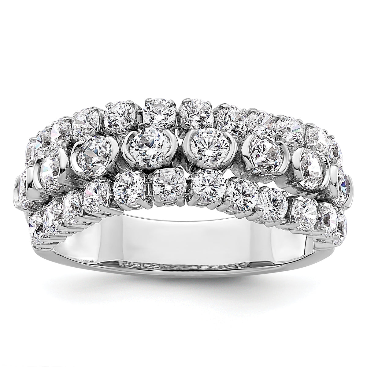 14K White Gold Lab Grown Diamond VS/SI+ G+ Moveable Triple Band