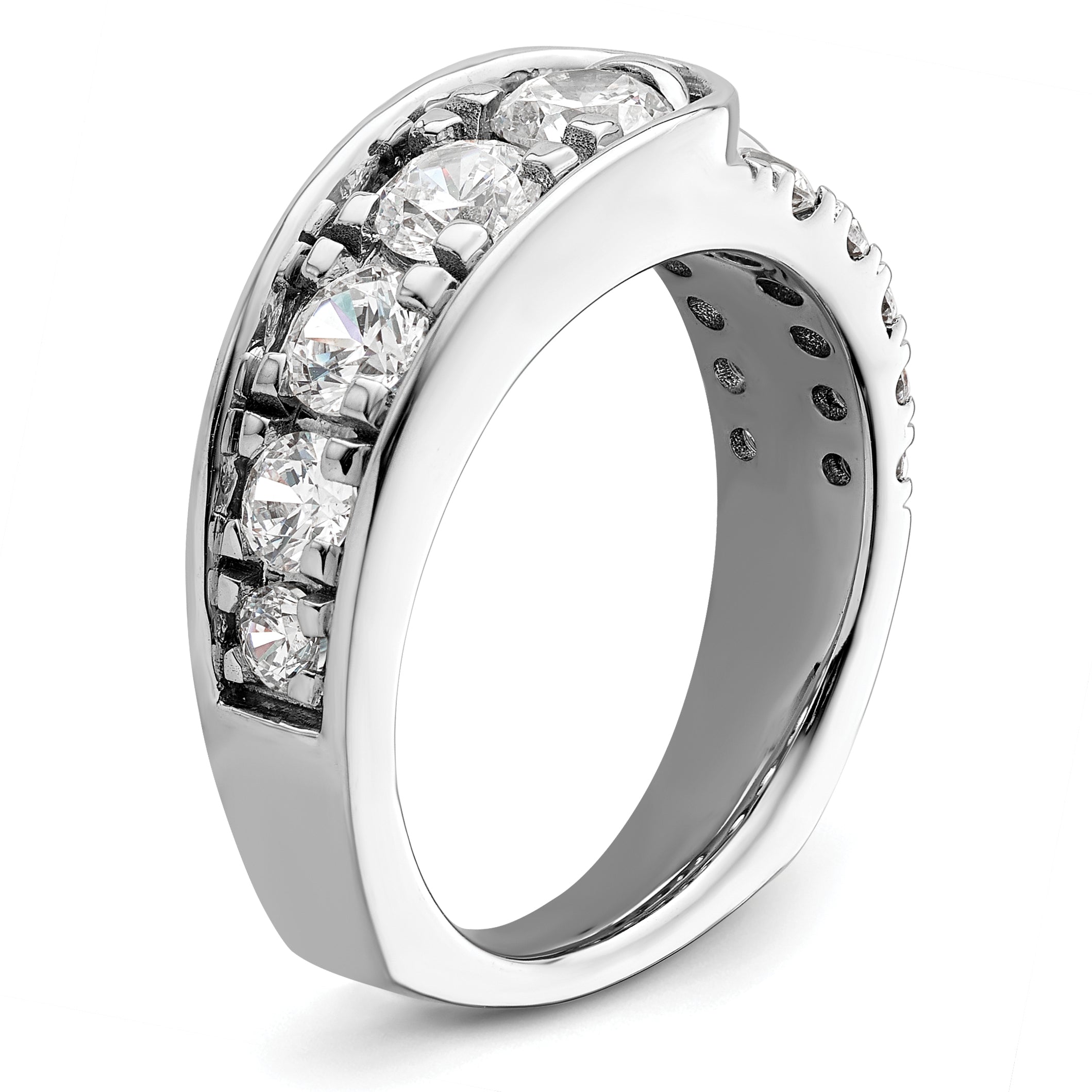 14K White Gold Lab Grown Diamond VS/SI+ G+ Complete Fancy Band
