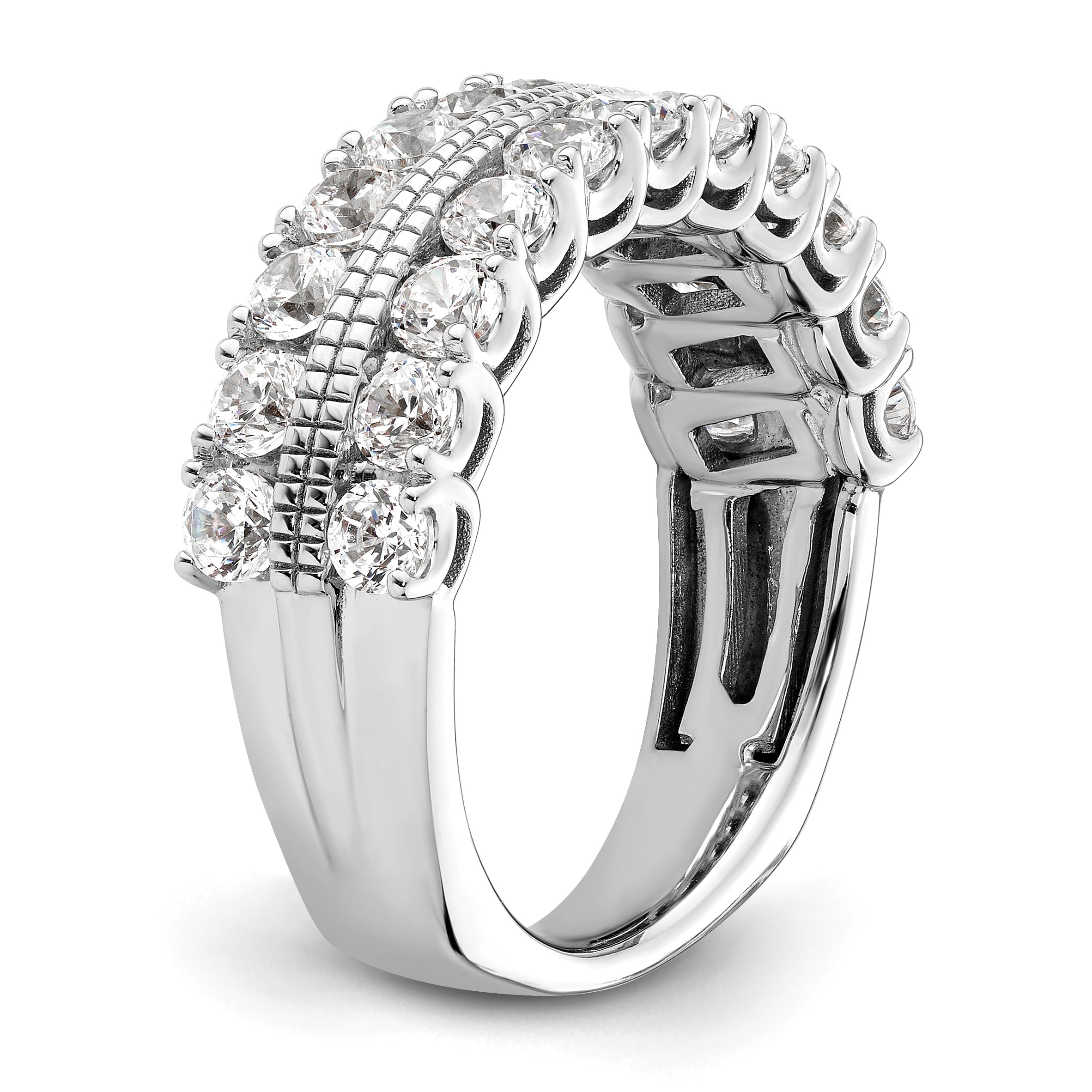 14k White Gold 1 3/4 carat Lab Grown Diamond VS/SI+ G+ Complete Fashion Band