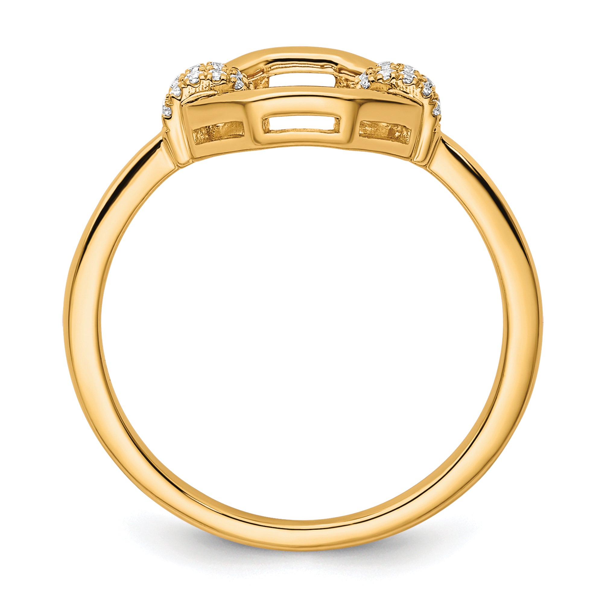 14K Polished Diamond Octogon Fashion Ring