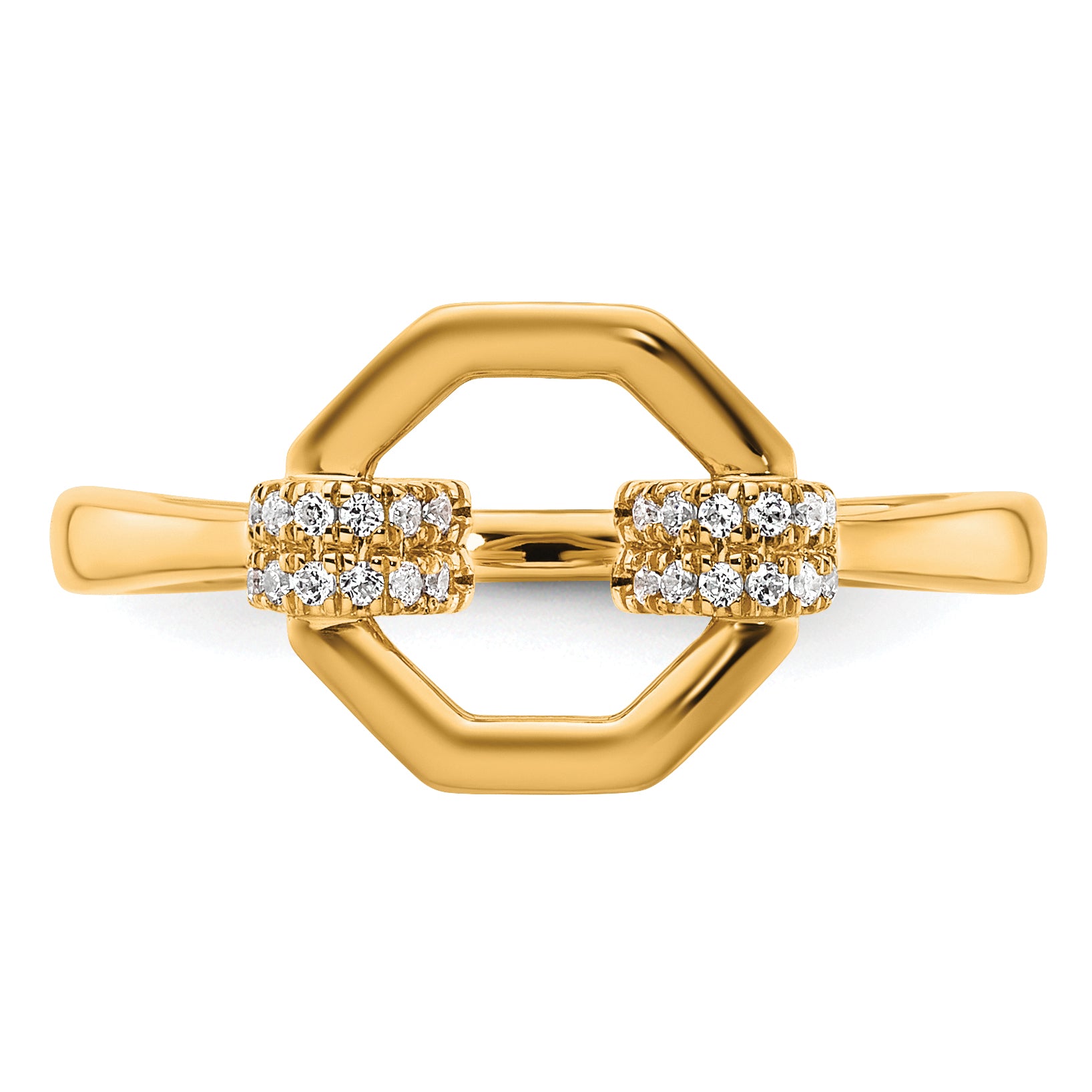 14K Polished Diamond Octogon Fashion Ring