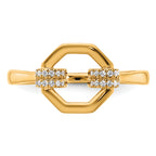 14K Polished Diamond Octogon Fashion Ring