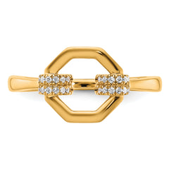 14K Polished Diamond Octogon Fashion Ring