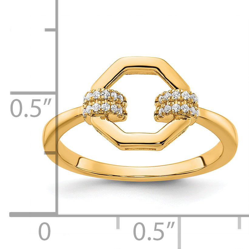 14K Polished Diamond Octogon Fashion Ring