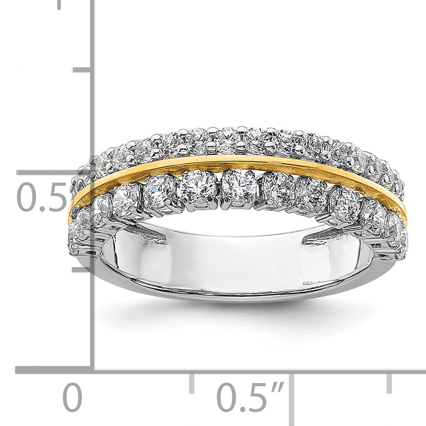 14k Two-tone 7/8 carat Lab Grown Diamond VS/SI+ G+ Complete Double Row Fashion Band