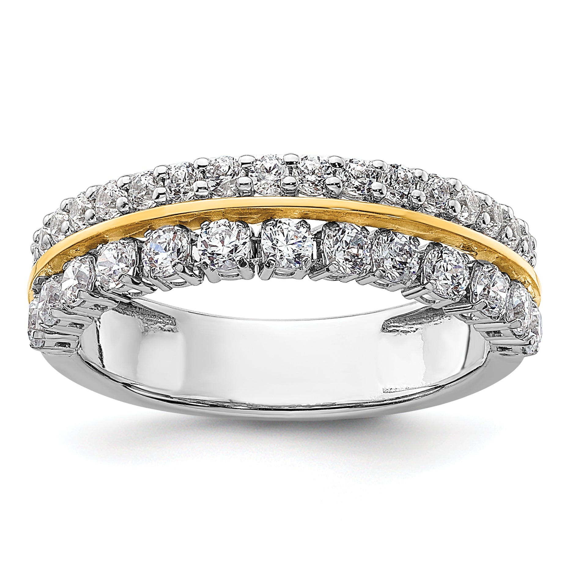 14k Two-tone 7/8 carat Lab Grown Diamond VS/SI+ G+ Complete Double Row Fashion Band Main image