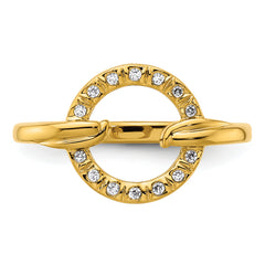 14K Polished Diamond Open Circle Fashion Ring