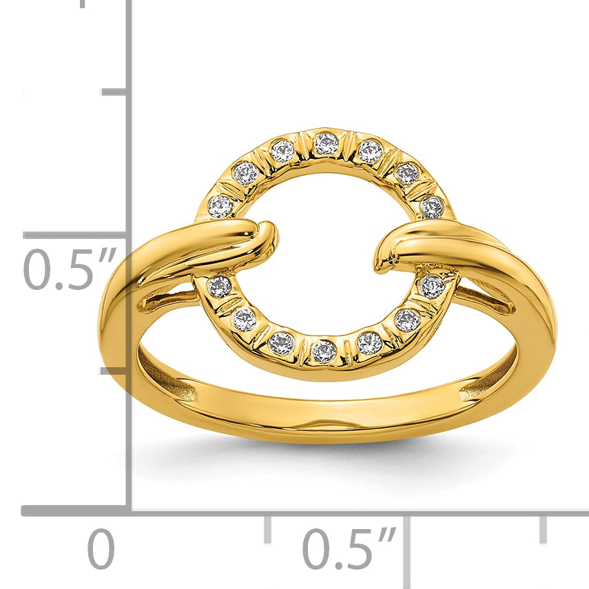 14K Polished Diamond Open Circle Fashion Ring