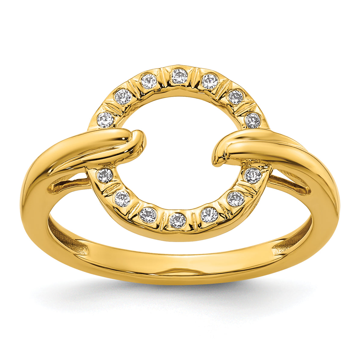 14K Polished Diamond Open Circle Fashion Ring